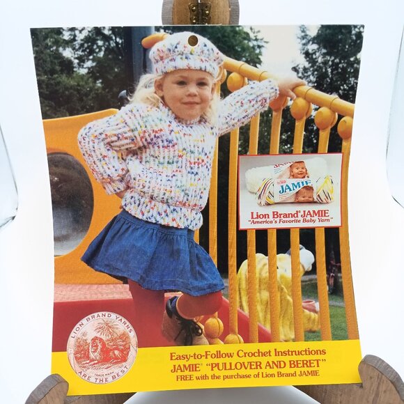 Vintage Lion Brand Crochet Pattern and Instructions, Jamie Baby Yarn Pullover - Picture 1 of 1
